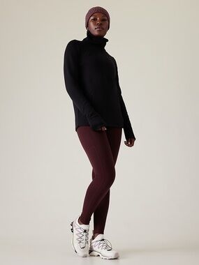 Athleta Polartec Leggings in Burgundy Red altitude stash tight polartec